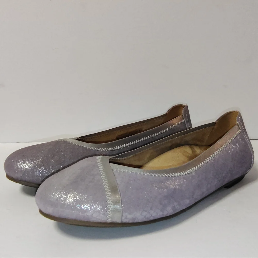 Vionic Spark Caroll Women's Leather Snakeskin Metallic Slip-On Ballet Flats